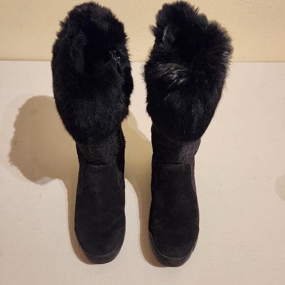 Coach Black Faux Fur Lined Quilted Boots Size 6 Women's Winter Snow Designer Y2K - Picture 6 of 11